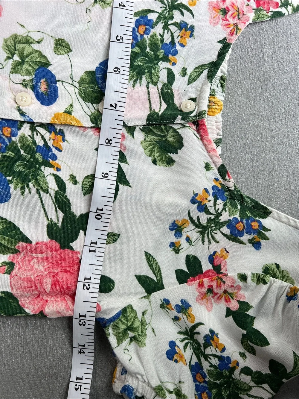 Old Navy | Kids White Floral Lite Pink Rose Button-Front Dress #564088-03 Medium